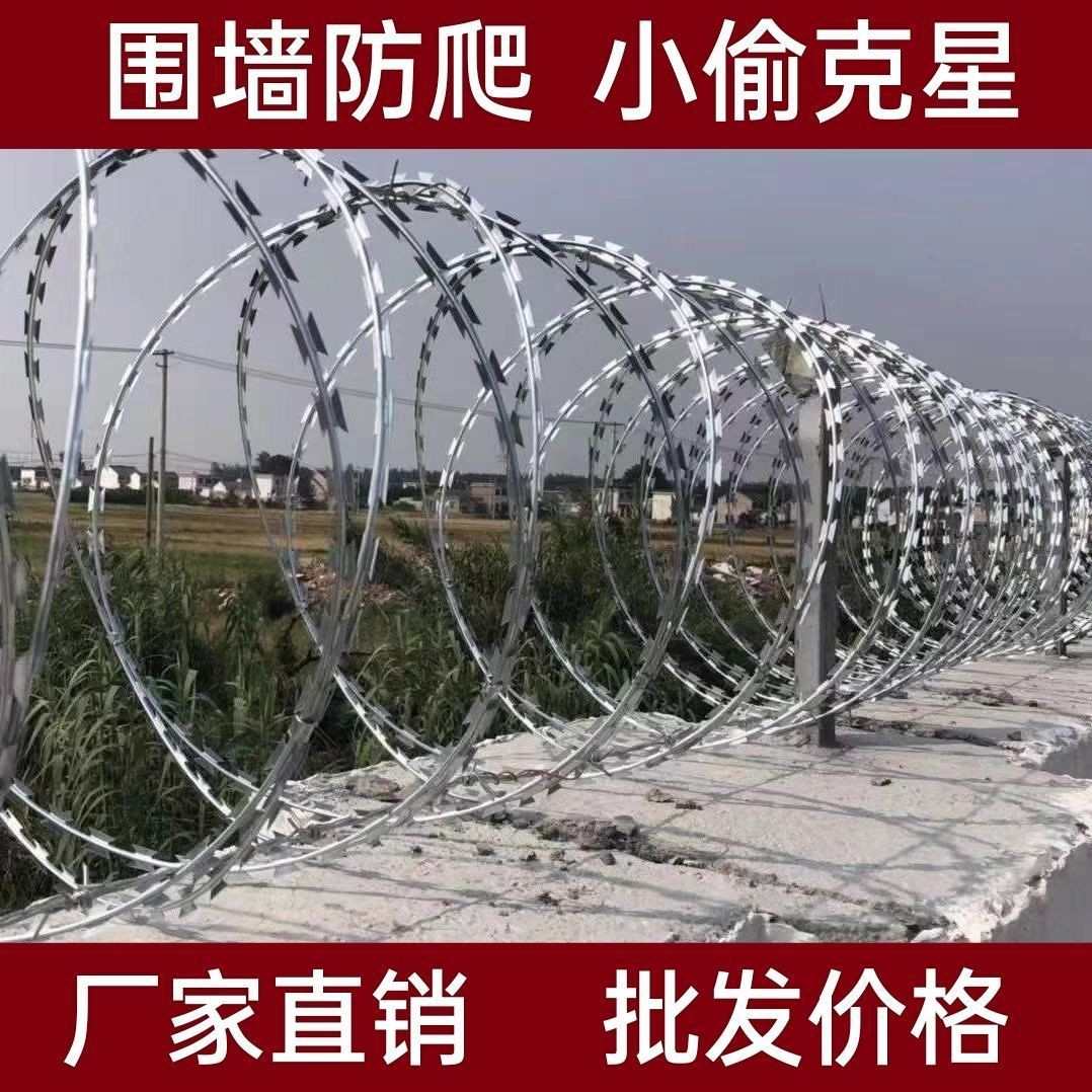 刀片刺绳防护网不锈钢防攀爬滚笼刺丝热镀锌围墙防盗刺网带刺铁丝