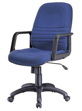 蓝色绒布办公电脑椅麻绒布料职员升降旋座椅弓形会议椅高背