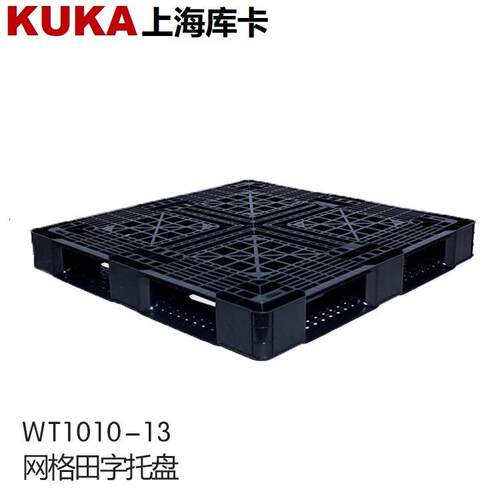 网格田字1010塑料托盘黑色加厚卡板塑胶栈板周转上海叉车托盘