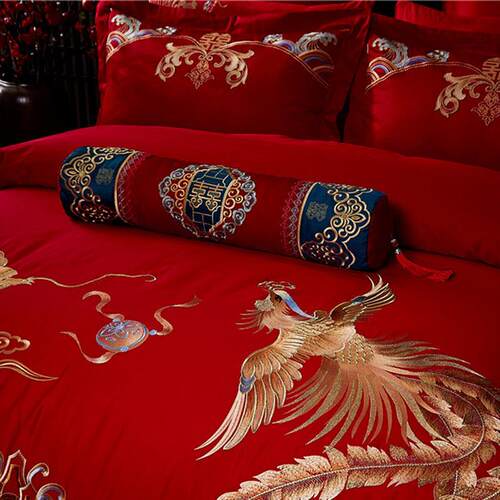 小抱枕 婚庆大红色糖果枕长条圆柱靠枕头含芯可拆洗结婚陪嫁 一祇