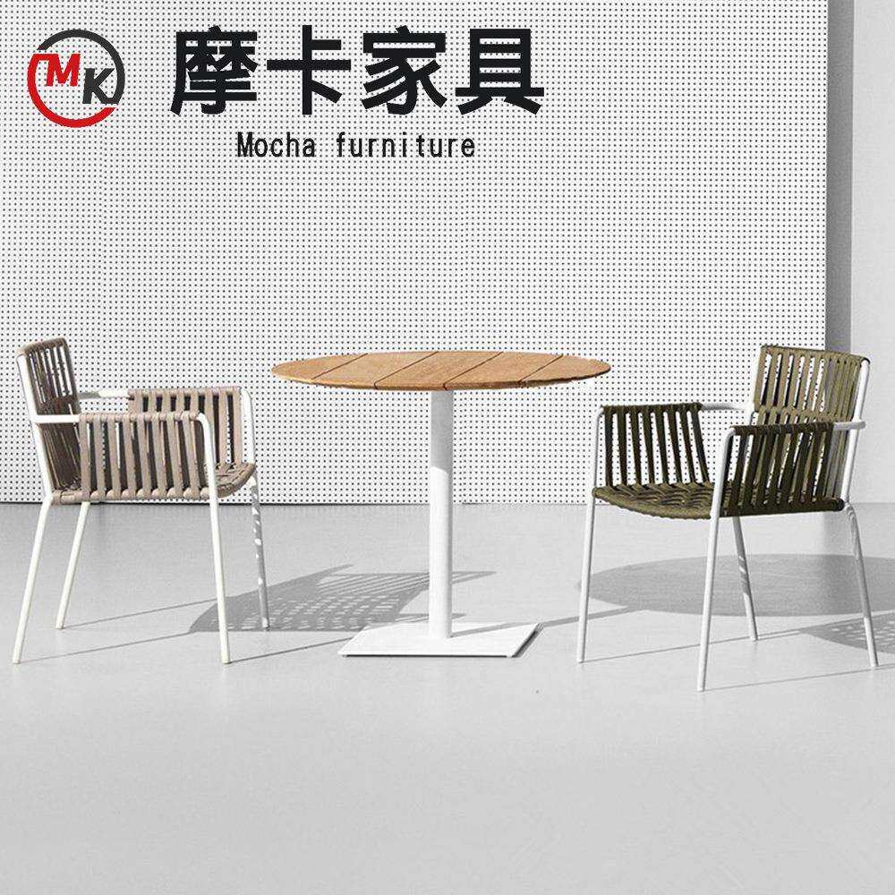 户外桌椅花园家具网红简约别墅庭院藤椅防晒长方桌休闲露天餐桌椅