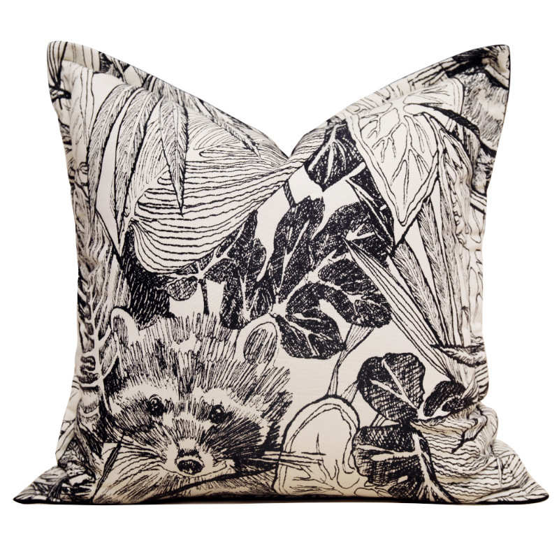 牛皮靠垫设计师简约拼接现代沙发别墅枕真抱腰酒店批发黑色客厅枕