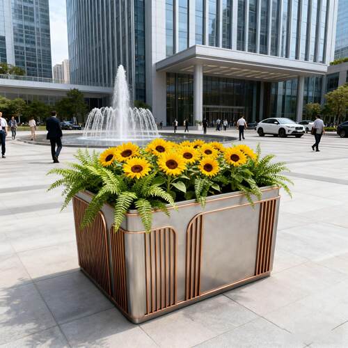 定无品牌/制室楼市政外户铁艺花槽组合售部花坛外长方形花箱种植