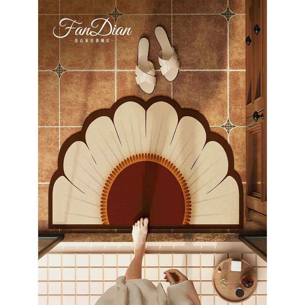 美式向日葵卫生间浴室地垫硅藻泥吸水洗手间厕所黄色防滑耐脏地毯