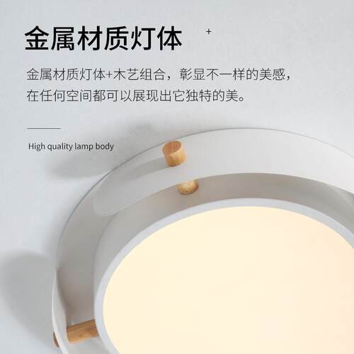 北欧风主卧室吸顶灯圆形2022年书房灯设计感现代简约房间小客厅灯
