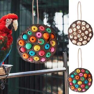 Dried Wooden Parrot Toys Chewing String Seed Bird Lotus