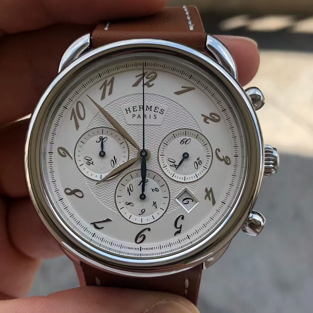 专柜价53200】98新43mm爱马仕日历计时AR4.910自动机械男表正品
