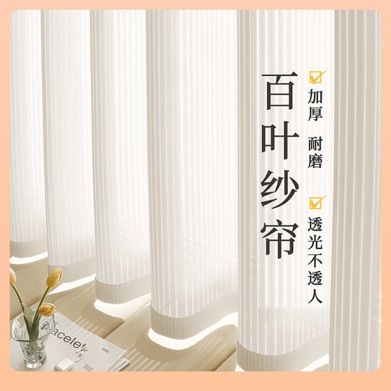 人窗窗帘透光梦幻纱帘阳台客厅不透卧室百叶窗帘⇝飘竖帘柯桥窗纱