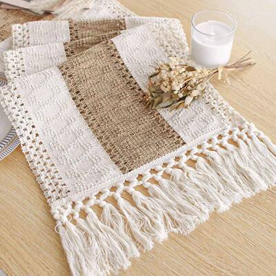 Table Runner for Summer Home Decor with Tassels 72 Inches Lo