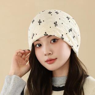 睡觉专用帽女空调房防吹头冷帽子大头围防风护头显脸小包头堆堆帽
