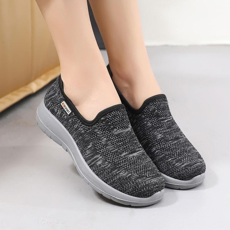 正品中老年女人健步鞋防滑人老京布鞋女鞋北软底平底舒适透气妈妈