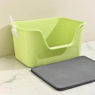 宠物用品超大0221 外溅铲猫厕所沙盆子赠猫砂半封 022号防开放猫式