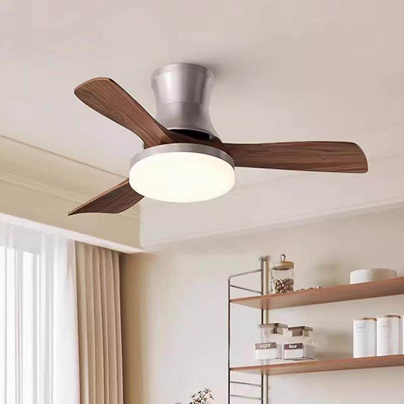 风扇灯胡桃木色吊扇灯复古客厅灯卧室灯新中式古铜色实木餐厅吊灯