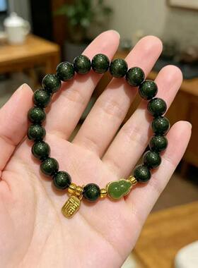 福禄洒金绿手串无事牌转运福牌手链葫芦手饰直播寺庙景区