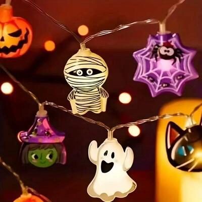 Halloween Party LED String Lights Pumpkin Ghost Spider Web H