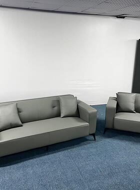 办公沙发灰色三人位一人位现代简约商务休闲接待会客茶几组合轻奢