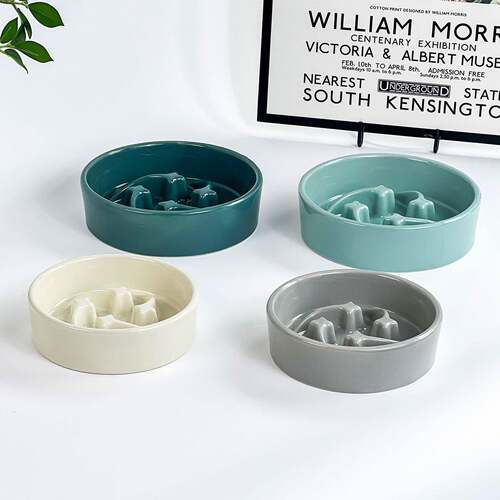Slow Feeding Bowl Ceramic Dog and Cat Food Bowl Small Dog an