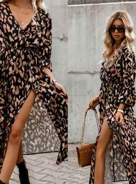 Printed medium length dress for women印花中长款连衣裙女