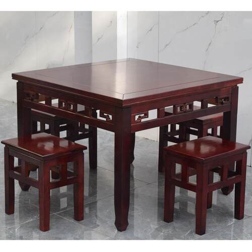 酒红色农老式实木八仙桌村餐桌四方饭桌牌桌供桌餐棋馆饭店吃桌子