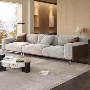 政府补贴华瑞娜意式极简棉麻布艺沙发客厅别墅大平层真皮直排沙发