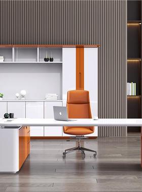 白色现烤简漆老板桌BGZ-6352理桌约代女总裁桌高档大班经台办公桌