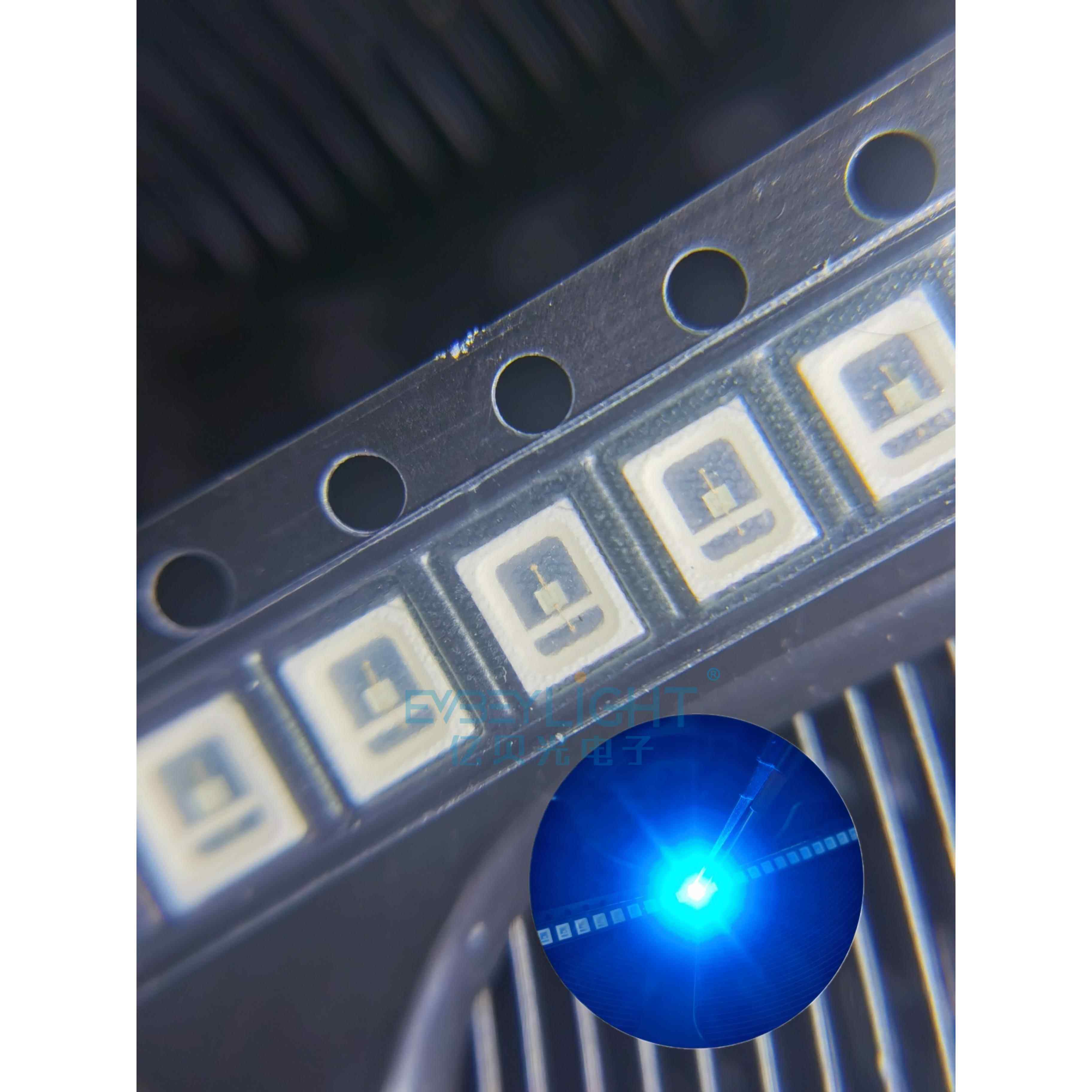 2835蓝色470-480nm高亮0.5W贴片led指示灯珠发光二极管150mA蓝光 - 实物图