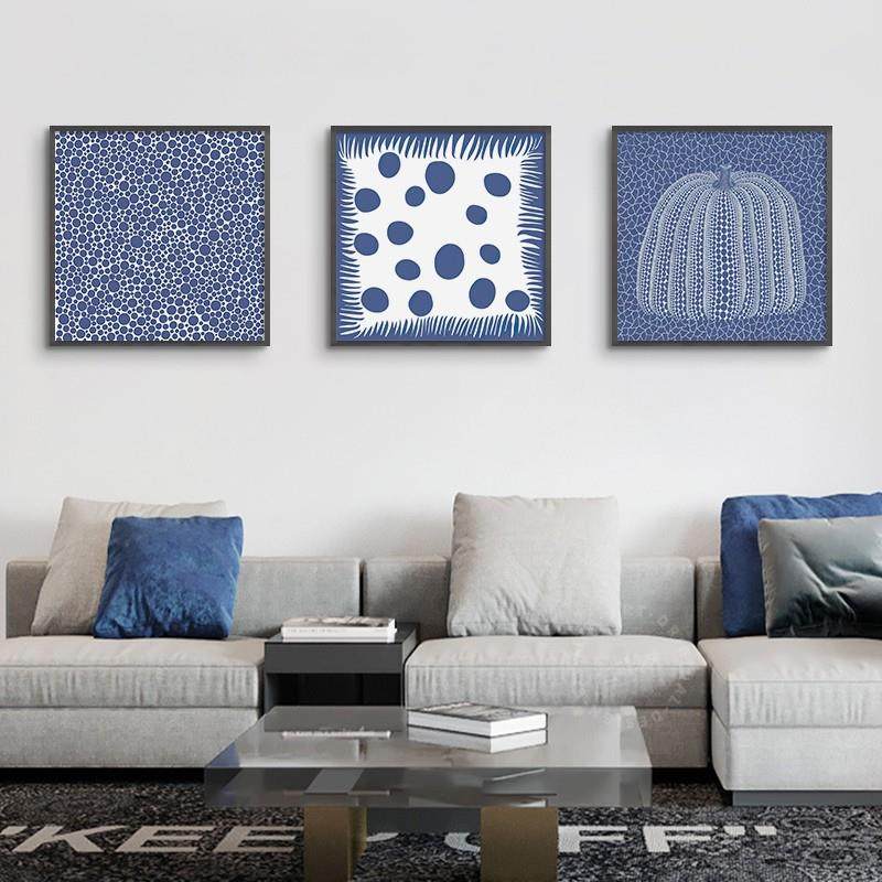 意式简小艺术克GD-ZSH-5莱因蓝挂画草间方弥极生波点正众形客厅组