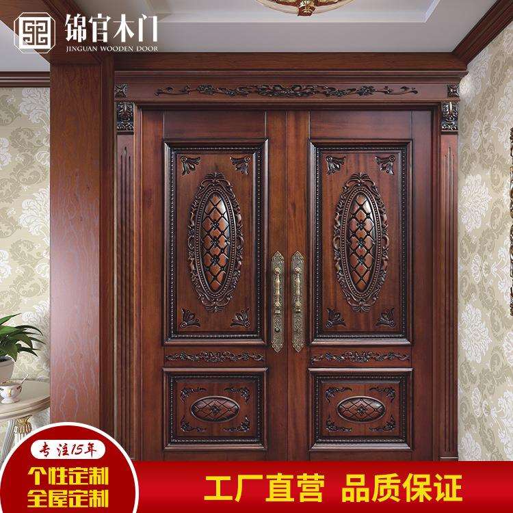 成都厂家供应 欧式简约实木门 隔音手动木门 欧式雕花可制作木门