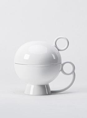 Darchin树脂小茶杯茶具套装白色树脂汁斗杯家居用品样板间橱柜