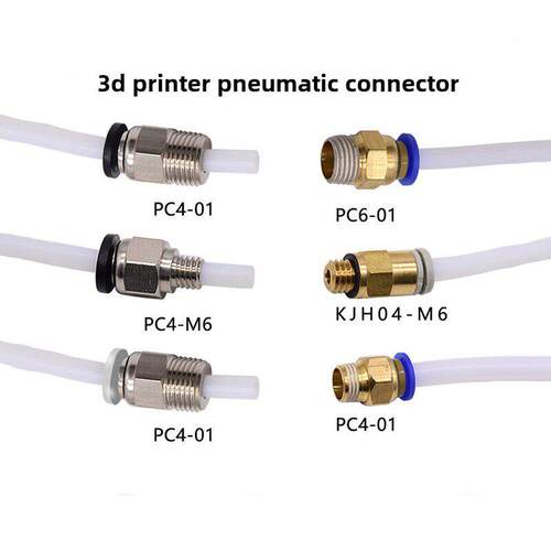 Creativity3D打印机配件气动连接器Pc4-01/Pc4-M6远程进料管M6螺纹