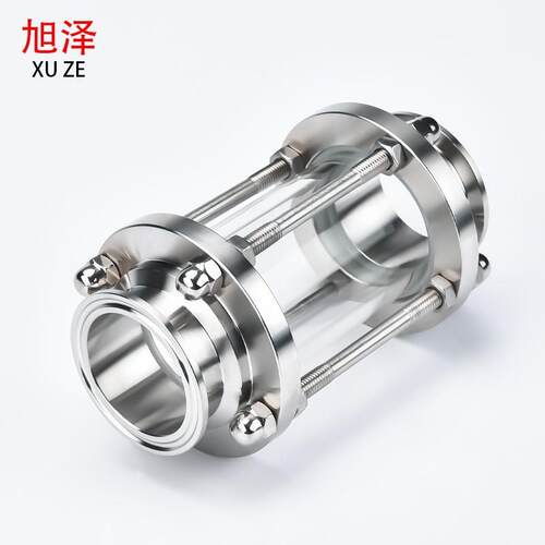 快装玻璃管道视镜304不锈钢卫生级卡箍式直通快接视盅带保护罩38