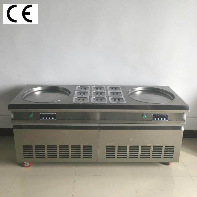 智能双圆锅带IYQ9桶炒冰炒淋卷机泰冰式F炒酸奶机ried淇icemachin