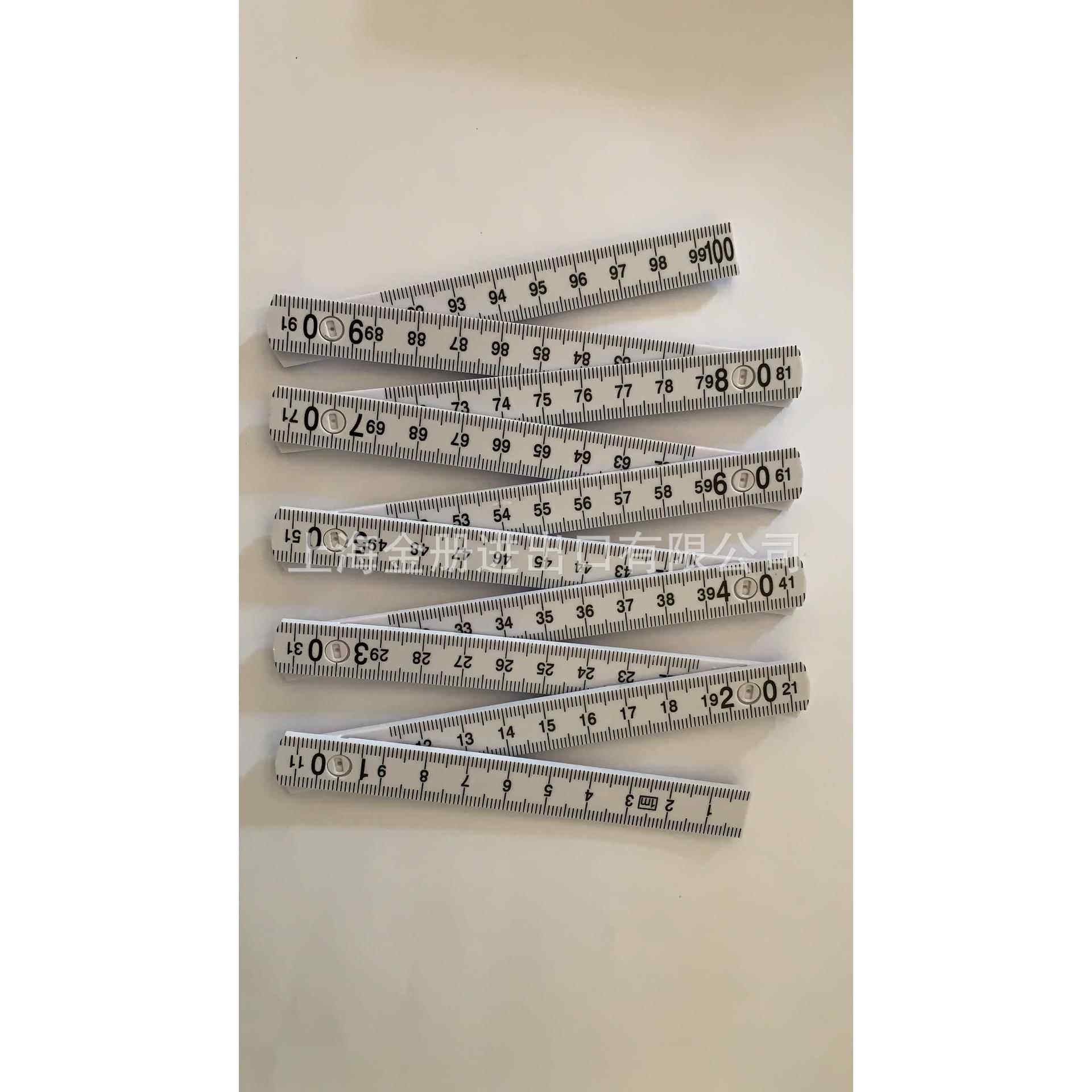 跨境ABS木工折尺1M10折白色 folding ruler 木工折叠尺十折塑料尺