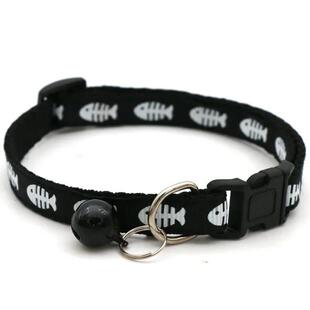 Cartoon Fish Bone Dog Kitten Cat Collar with Bell Kitten Acc