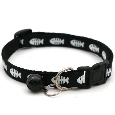 Cartoon Fish Bone Dog Kitten Cat Collar with Bell Kitten Acc