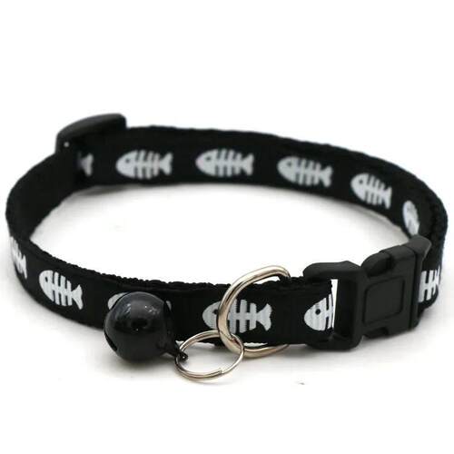 Cartoon Fish Bone Dog Kitten Cat Collar with Bell Kitten Acc