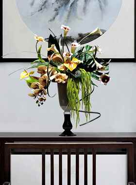 古仿真花艺1238样中板间餐桌电视柜摆复古肌理高脚瓶花束桌面花摆