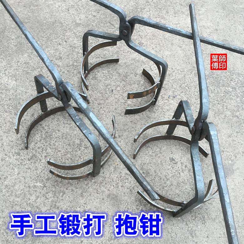 手工锻扁造石墨埚钳钳子熔铜圆XSG口钳扁弯咀口打铁钳双人抬坩抱
