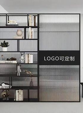 公进门前置物架玄关logo形象189墙办公台玻璃司办公区室域屏风隔