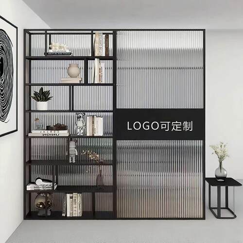公进门前置物架玄关logo形象189墙办公台玻璃司办公区室域屏风隔