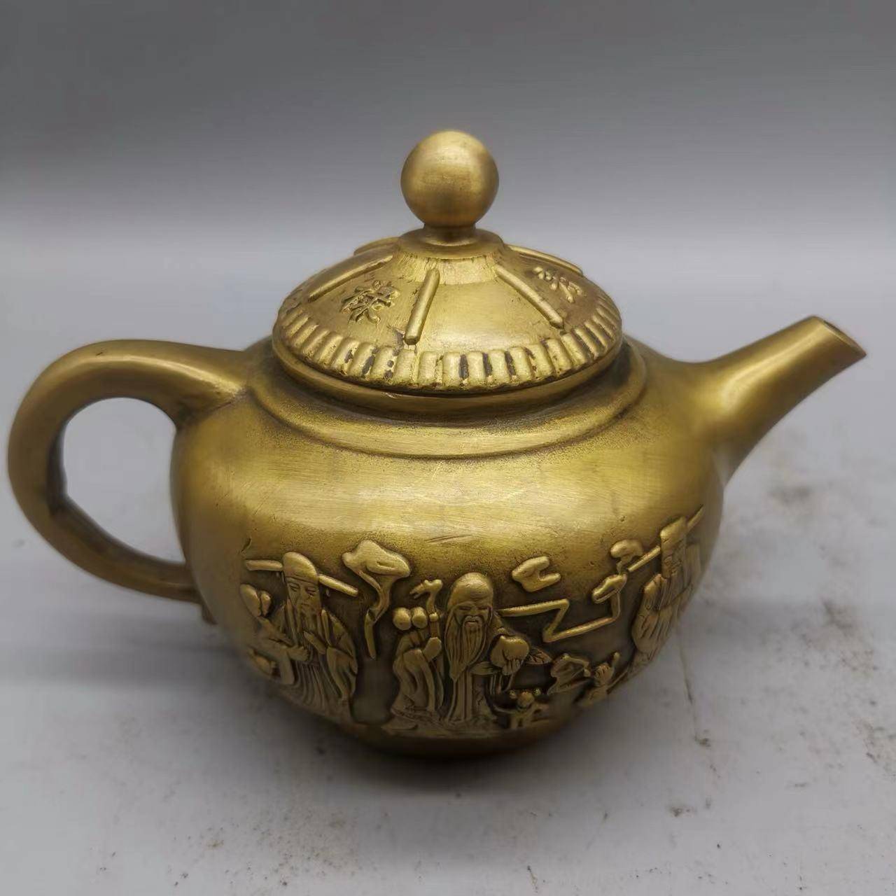 古董古玩仿古铜壶八仙 壶 老物件乡下收藏 水壶居家工艺品