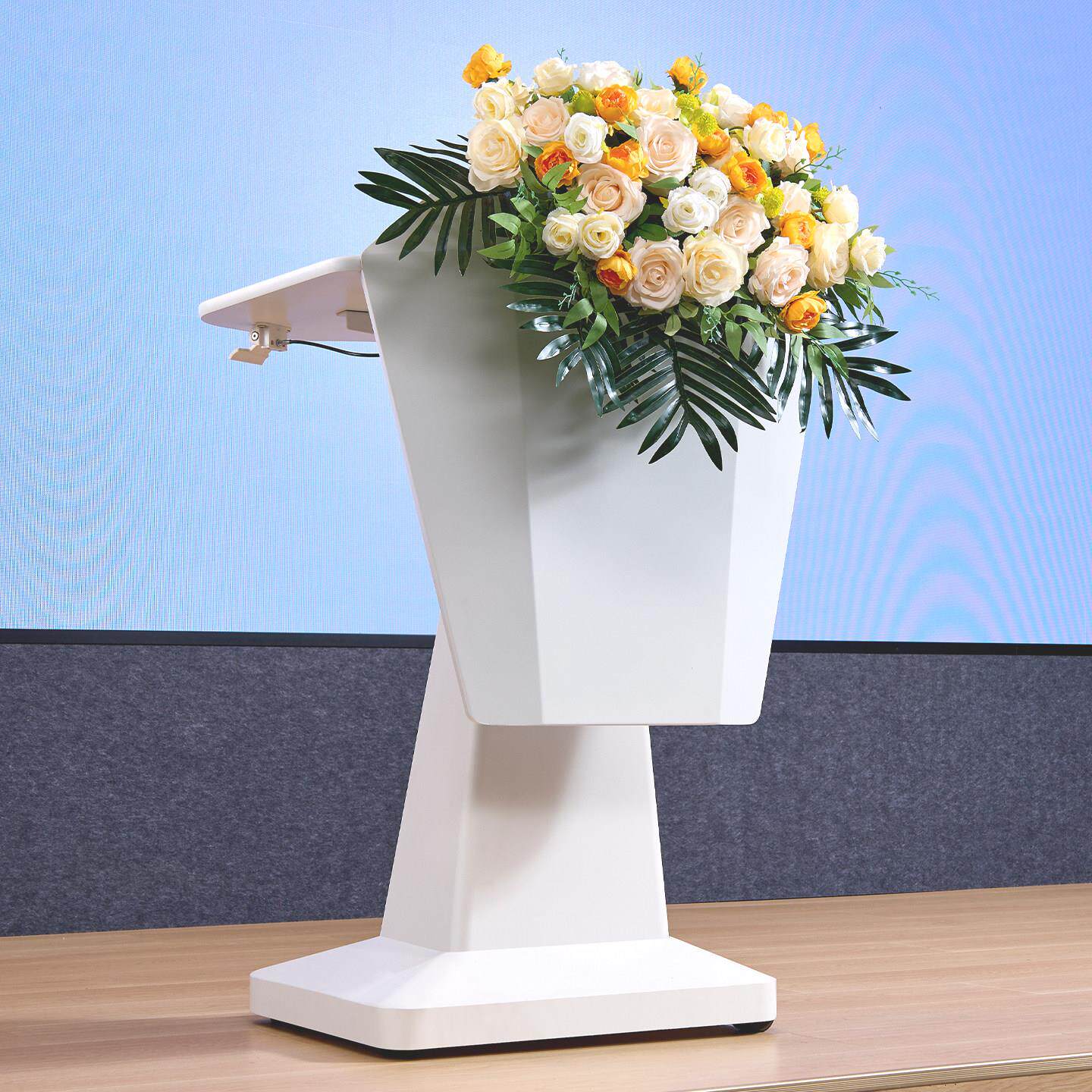 气动升降演讲台办公室会议室发言台简约现代前台接待台讲台演讲桌