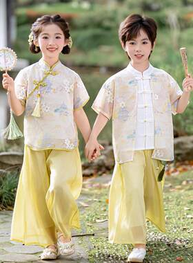 六一儿童中国风汉服舞蹈表演服女童古筝演出古装幼儿园诗词朗诵服
