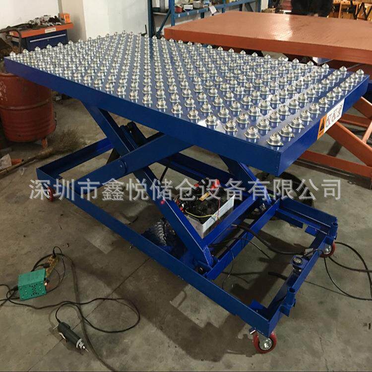 带牛眼电动平台车滚珠移动手动平台车12V手推升降平板车