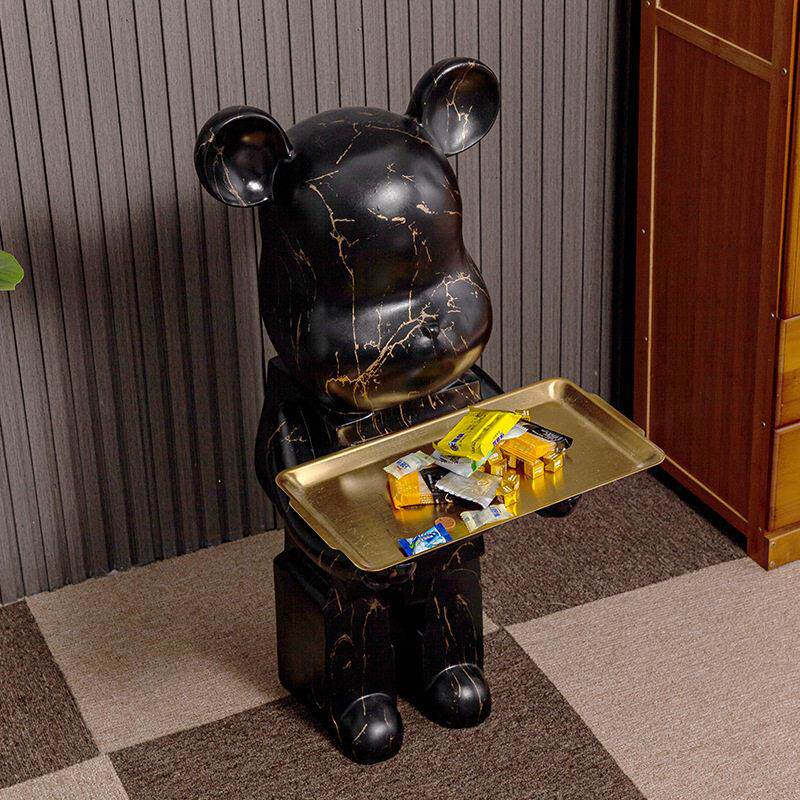创意暴力熊托盘摆件大型落地客厅电视柜沙发旁边轻奢家居软装饰品