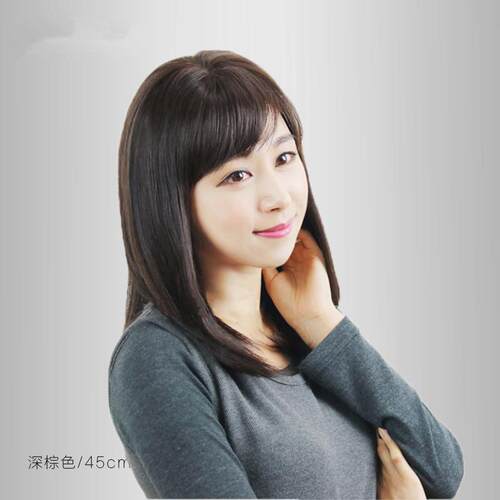 高档中刘年假发女真长发头套斜中海长发中老年假发妈妈时尚中直发