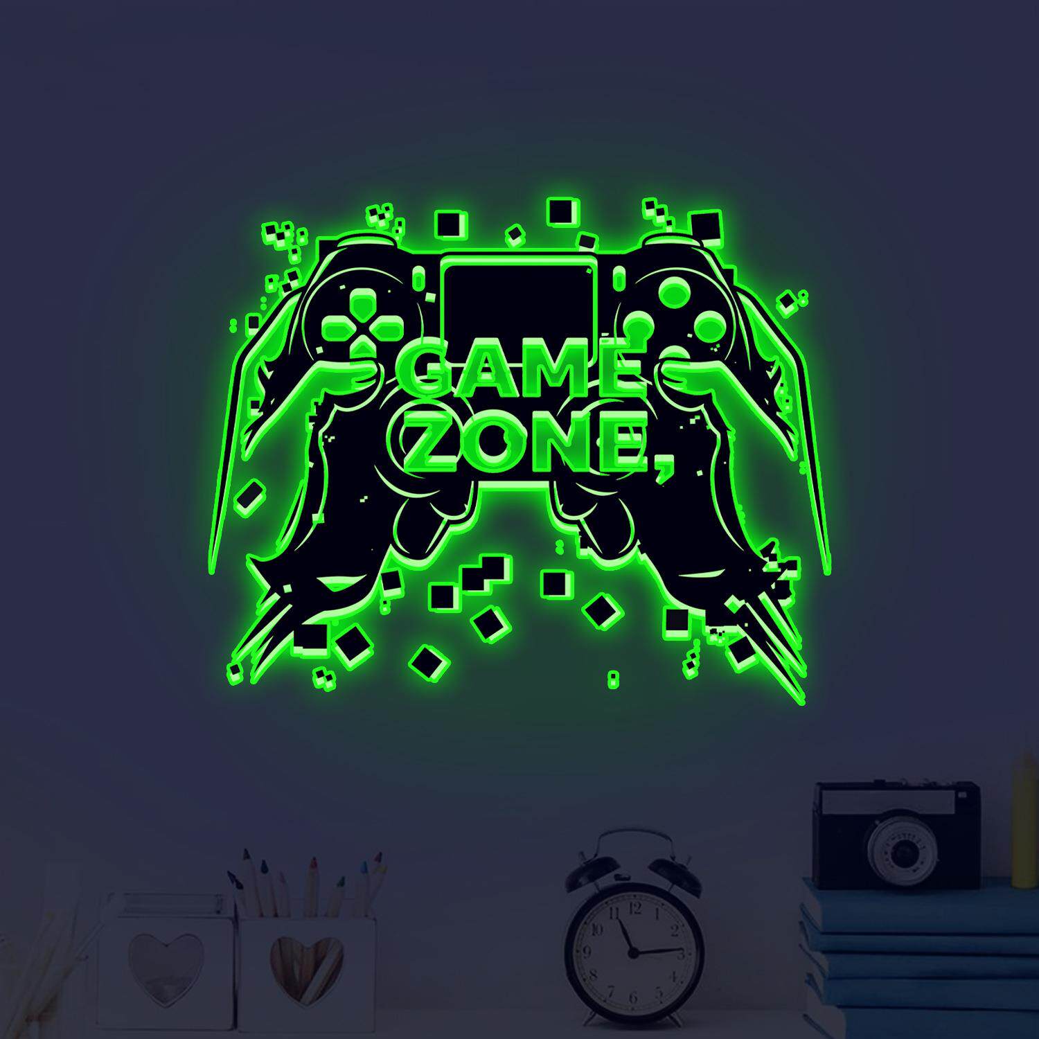 外贸跨境亚马逊夜光贴纸手持游戏手柄荧光贴儿童房书房电竞室墙贴