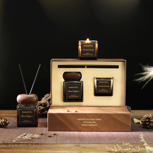 木质香薰蜡烛礼盒复古香氛套装高级感香薰精油古风咖啡香熏伴手礼