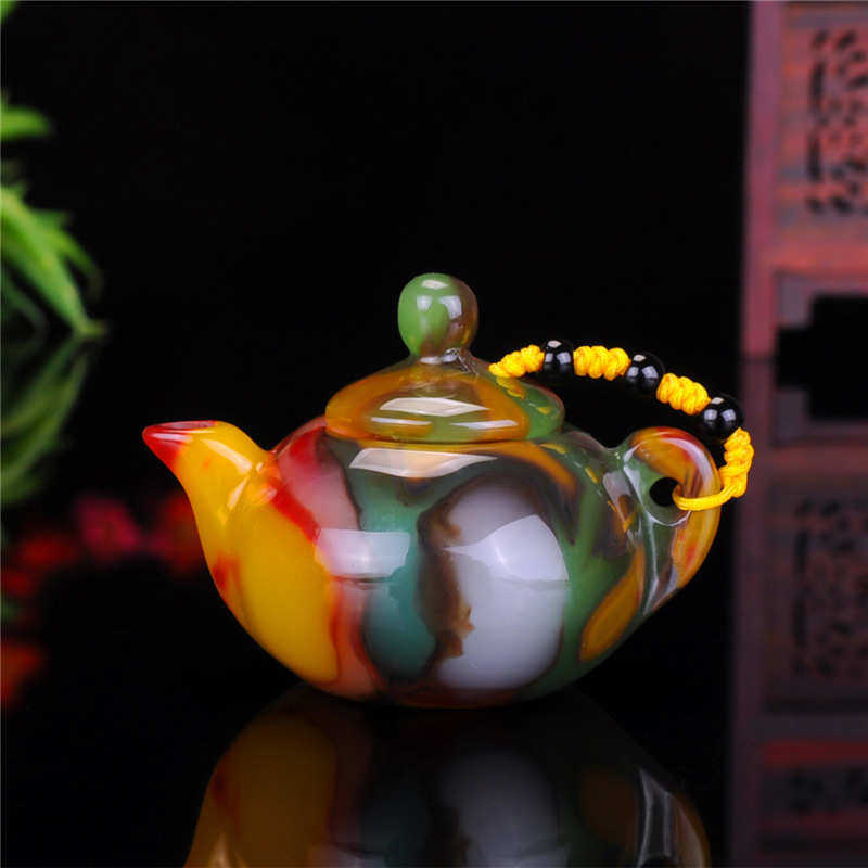 外蒙玉壶把件红玉黄玉羊脂白玉壶手把件酱紫多彩色手玩件