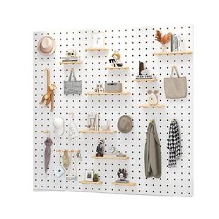 实木洞洞板墙面整板入户玄关墙上置物架层板幼儿园壁挂彩色收纳架